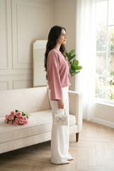 Amna Ali Nawaz Stitched Blouse-Front Bow-Pink