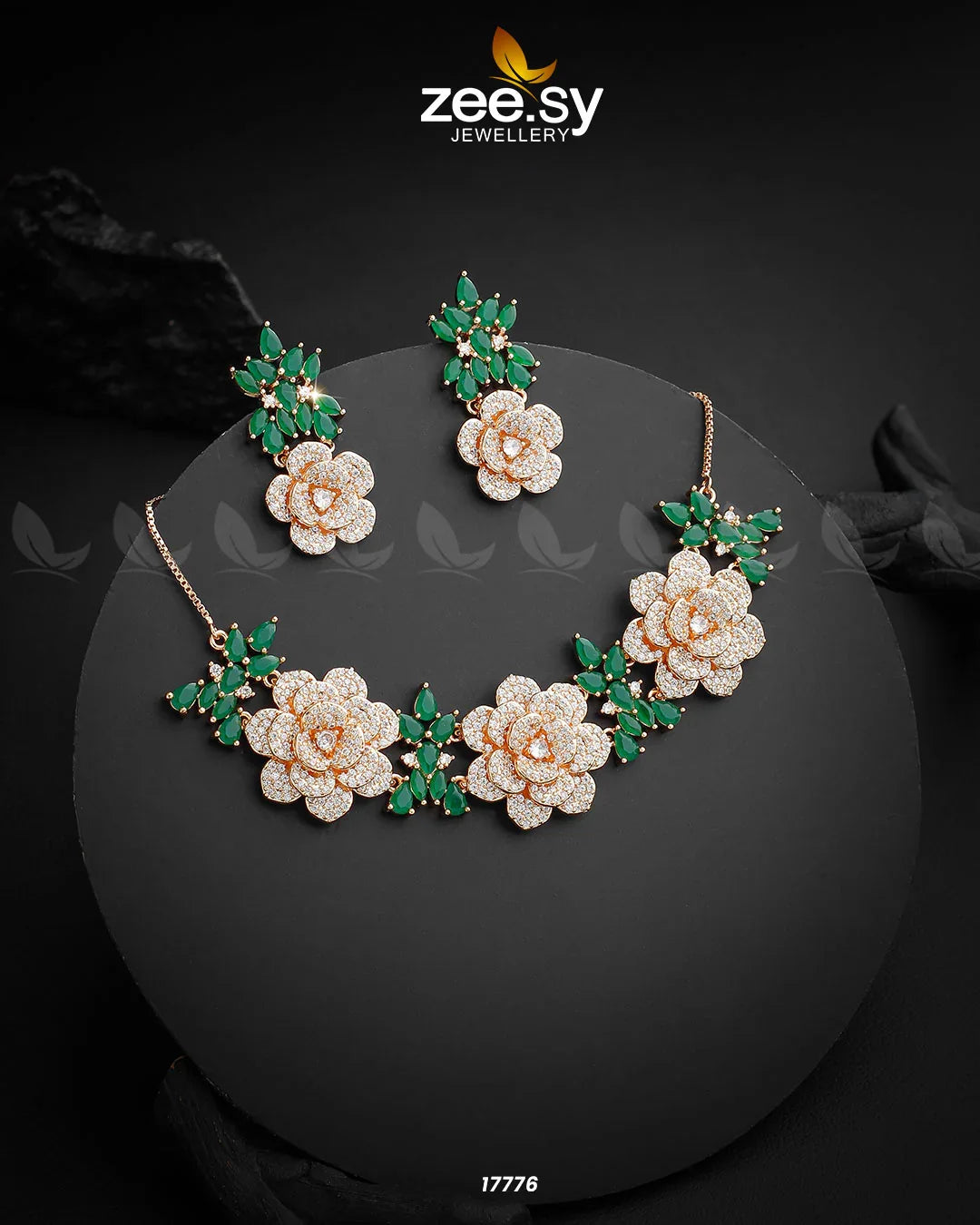 Classic Necklace Set Golden Green - Zeesy Jewellery