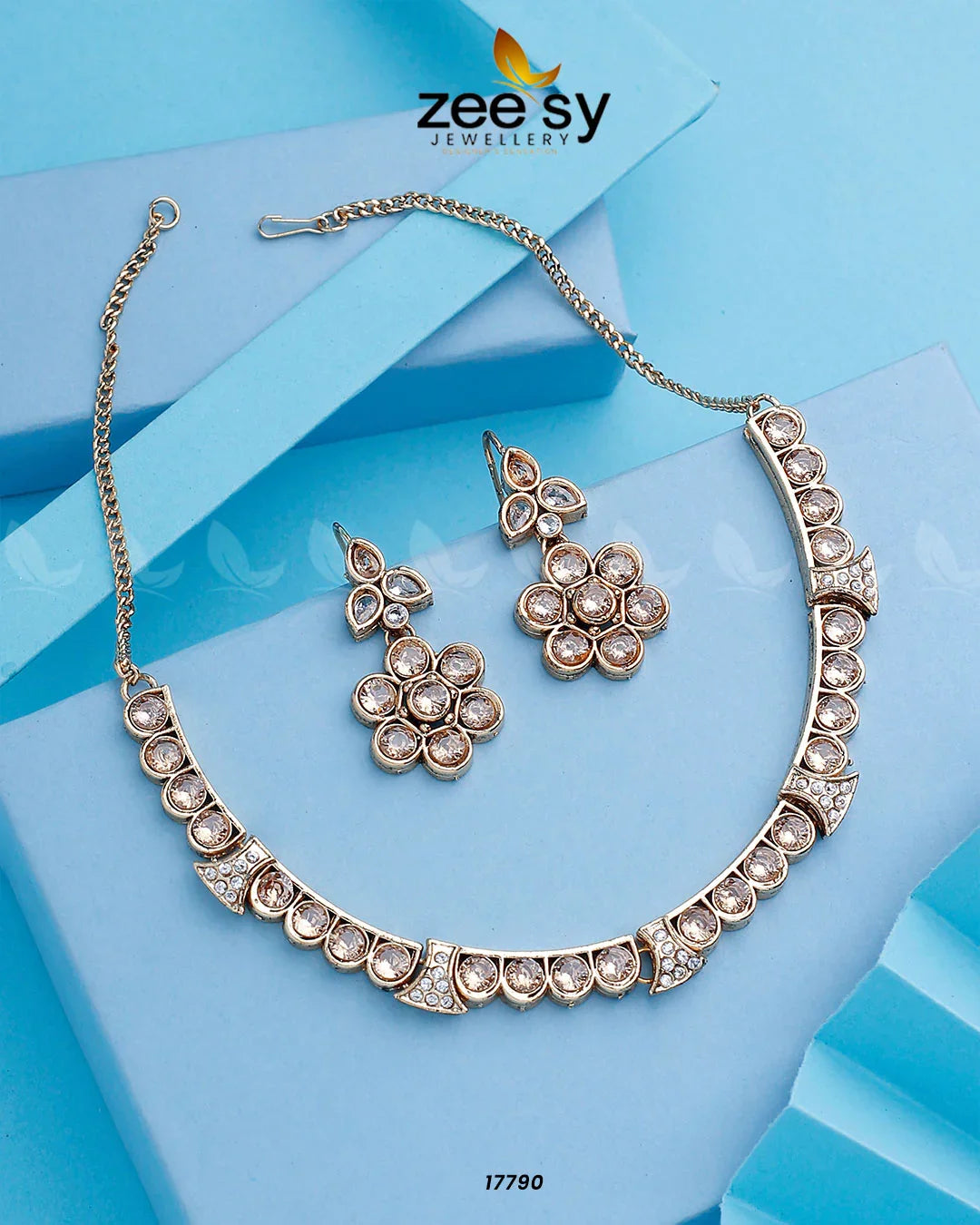 Textured Necklace Golden Champagne - Zeesy Jewellery