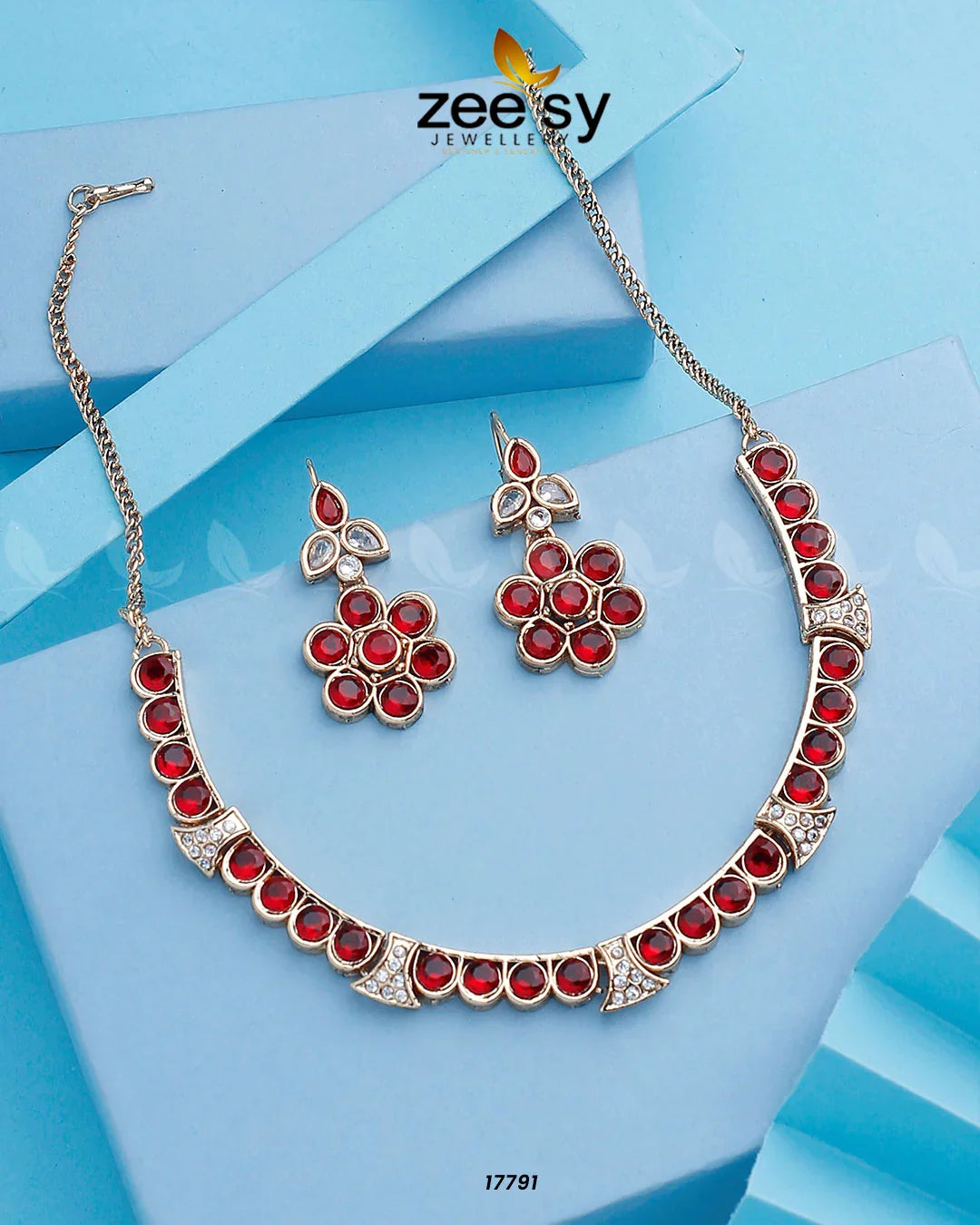 Textured Necklace Golden Red - Zeesy Jewellery