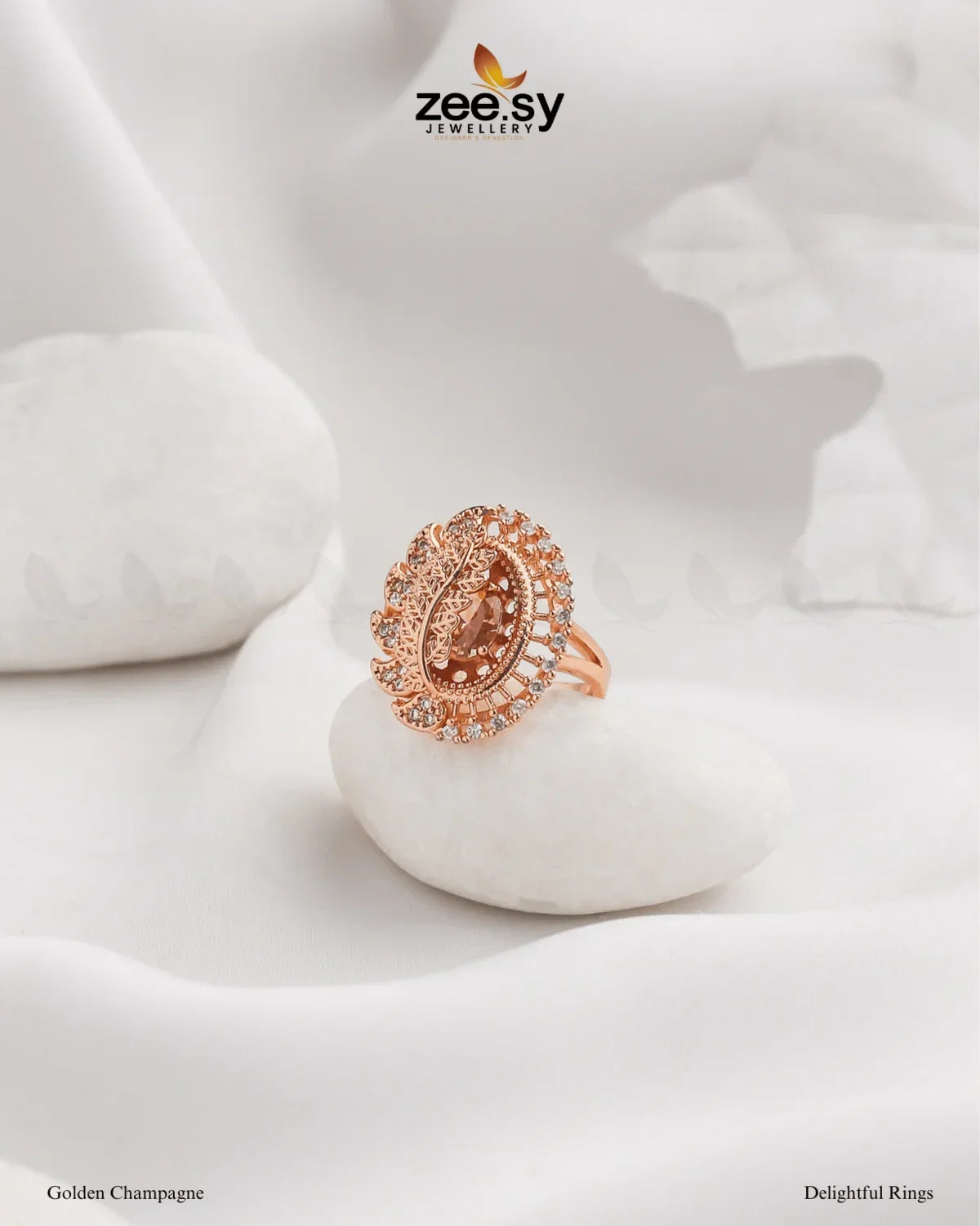 Delightful Ring Golden Champagne - Zeesy Jewellery