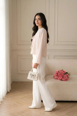Amna Ali Nawaz Stitched Blouse-Front Bow-Ivory