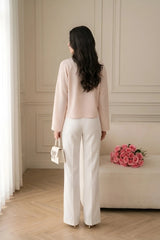 Amna Ali Nawaz Stitched Blouse-Front Bow-Ivory