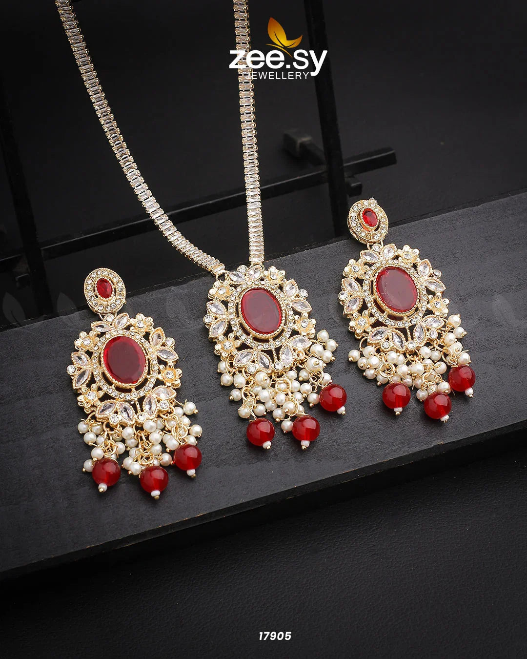 Adella's Necklace Golden Red - Zeesy Jewellery
