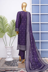 Bin Saeed Stitched 3 Piece Exclusive Printed Lawn Vol-18 Suit-LSM-3437-PURPLE