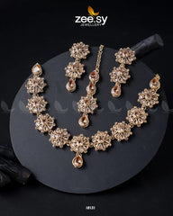 Narcissus Necklace Set Golden Champagne - Zeesy Jewellery