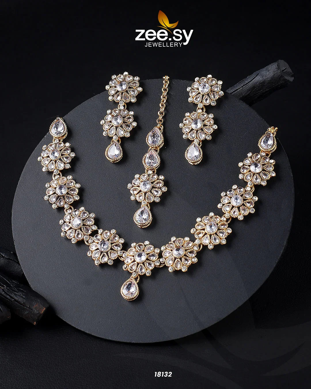 Narcissus Necklace Set Golden White - Zeesy Jewellery