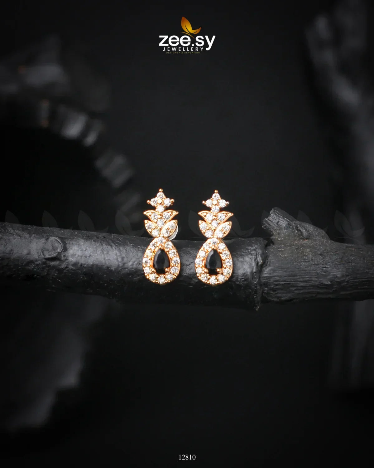 Diana's Earrings Golden Black - Zeesy Jewellery