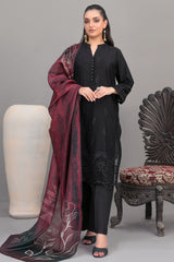 Rinesa By Tawakkal Stitched 3 Piece Emb Schiffli Lawn Suit-D-1901-Black
