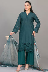 Rinesa By Tawakkal Stitched 3 Piece Emb Schiffli Lawn Suit-D-1903-Green