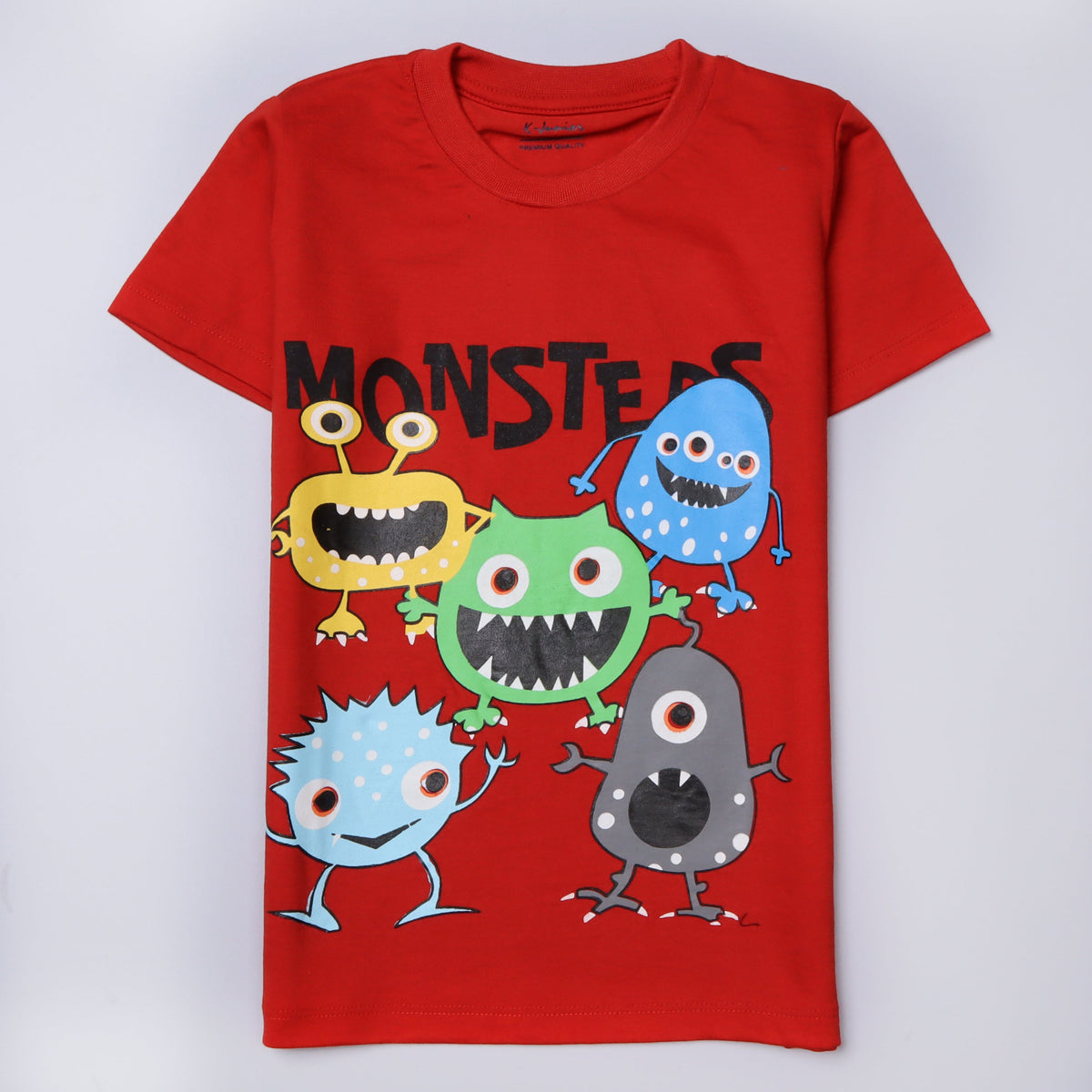 Kjunction Boys Half Sleeves-Printed T-Shirt (Monster)