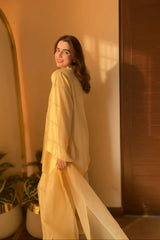 Farshi Set Zaman By MNM Stitched 3 Piece Linen Suit-Buttercup