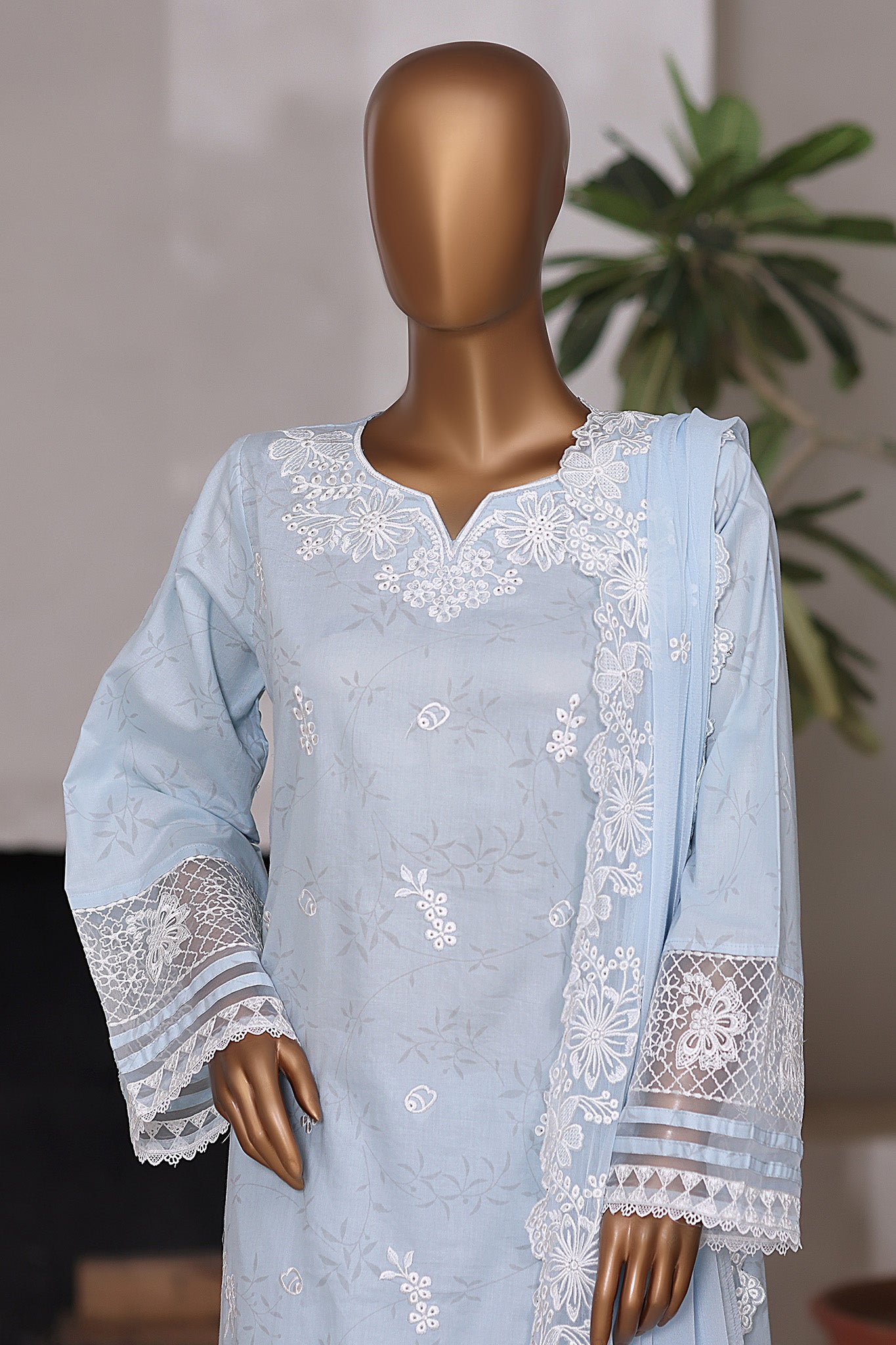 Khombi Stitched 3 Piece Luxury Cotton Collection'2025-198-LB-Kari Patta