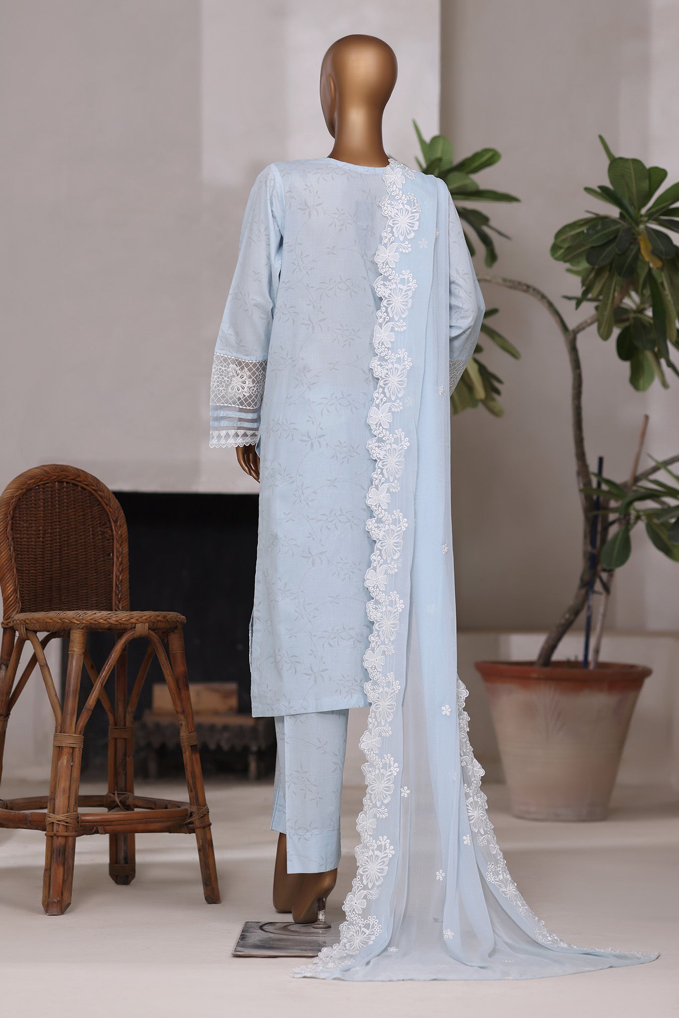 Khombi Stitched 3 Piece Luxury Cotton Collection'2025-198-LB-Kari Patta