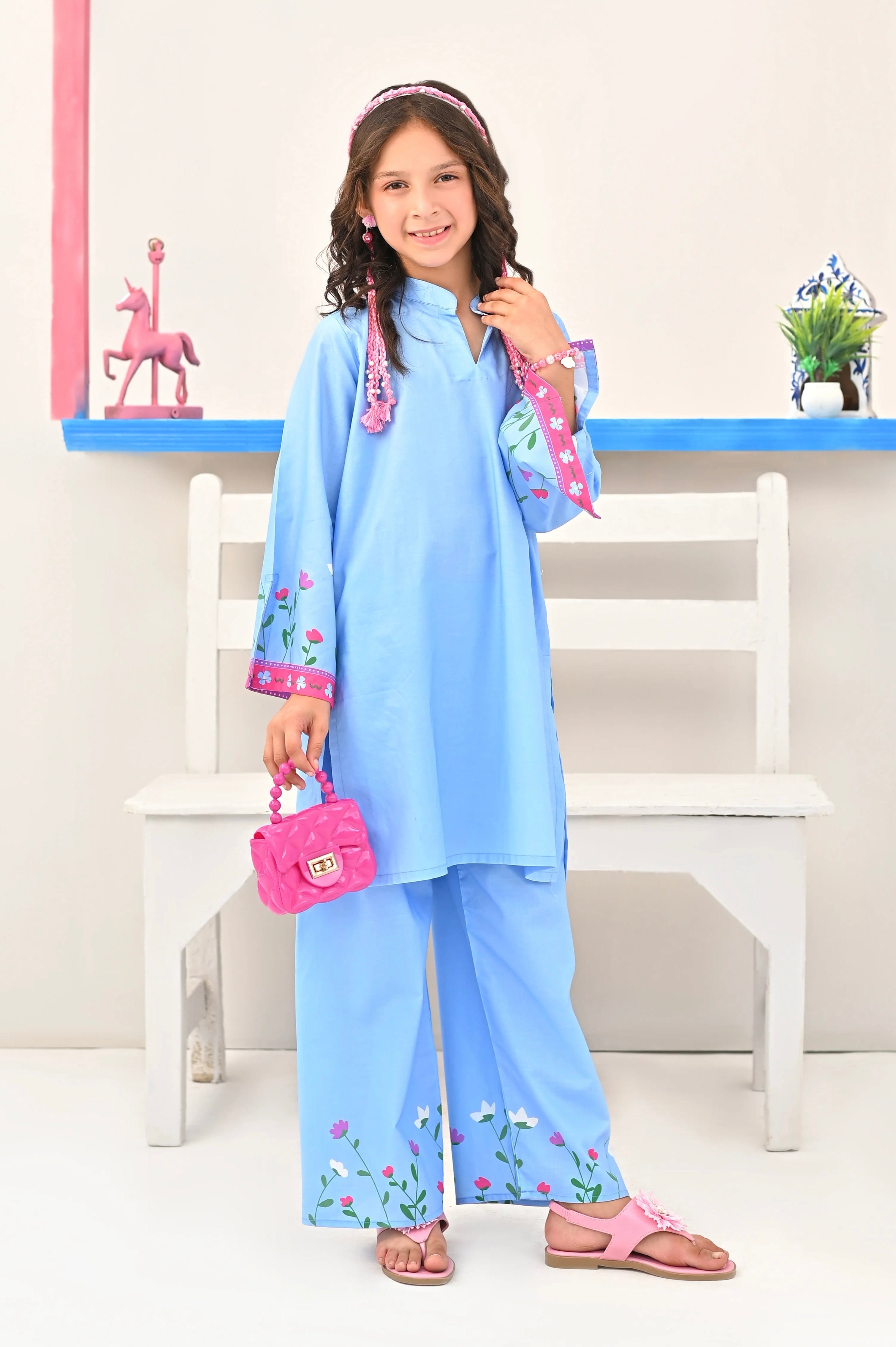 Dhaga Stitched 2 Piece Premium Cotton Lawn Kids Collection'2025-Skyler
