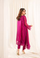 Zouj Unstitched 3 Piece Luxe Chiffon Edit Collection'2025-Magenta Magic