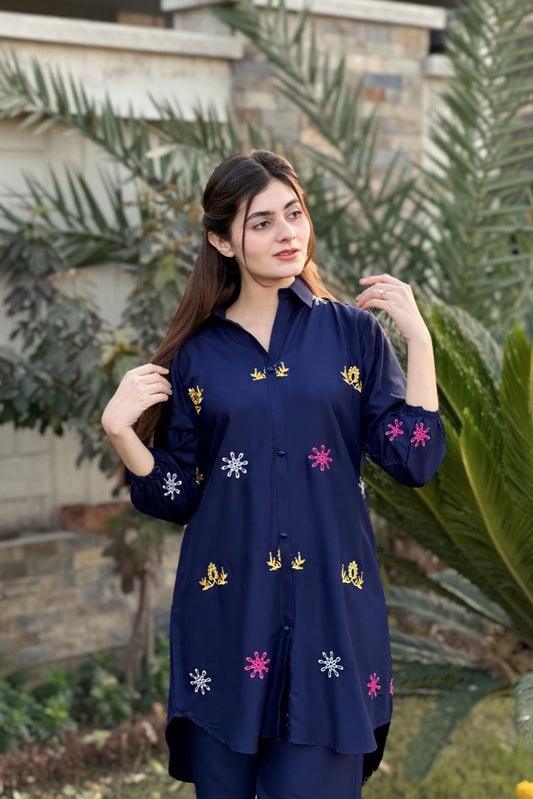 Multi Embroidery 2Pcs Stitched - zaibehoor