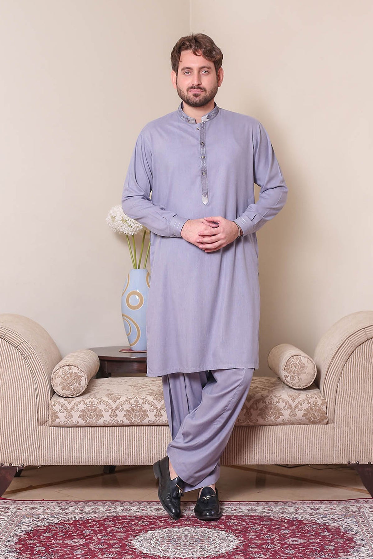 Real Image Mens Kurta Shalwar Winter Collection'2025-D-523 Grey