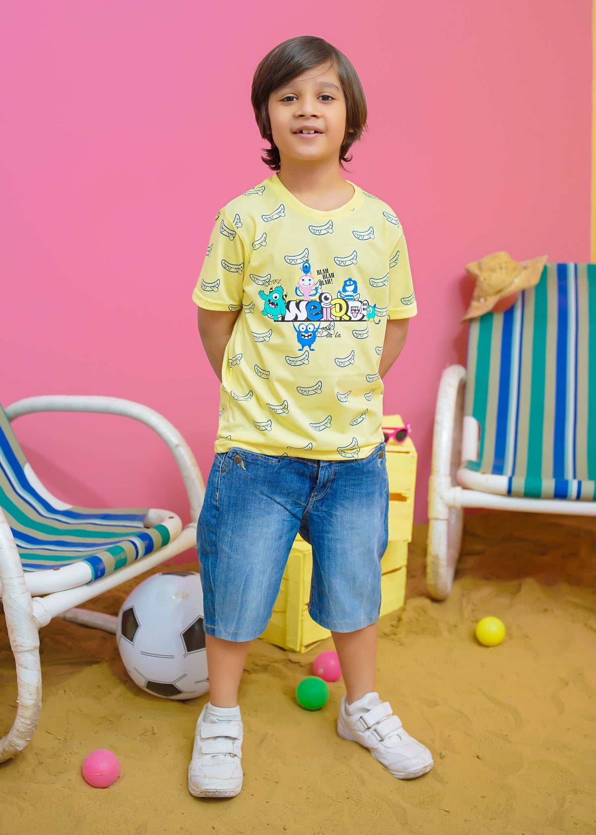 Modest Stitched Summer Kids Collection'2024-Weirdoo Graphic Tee - Yellow