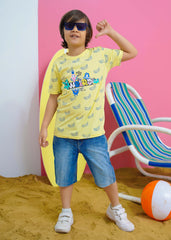 Modest Stitched Summer Kids Collection'2024-Weirdoo Graphic Tee - Yellow