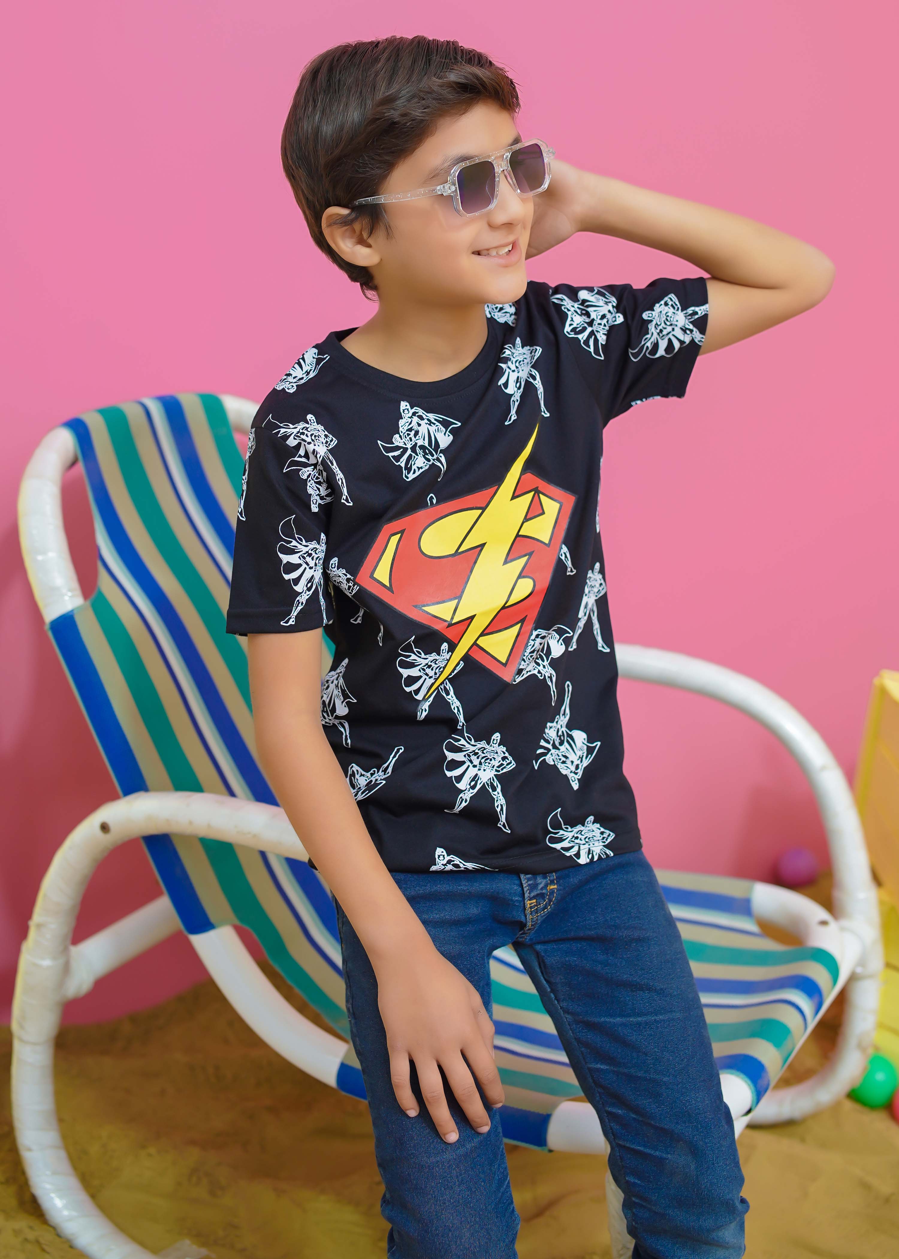 Modest Stitched Summer Kids Collection'2024-Superman Graphic Tee