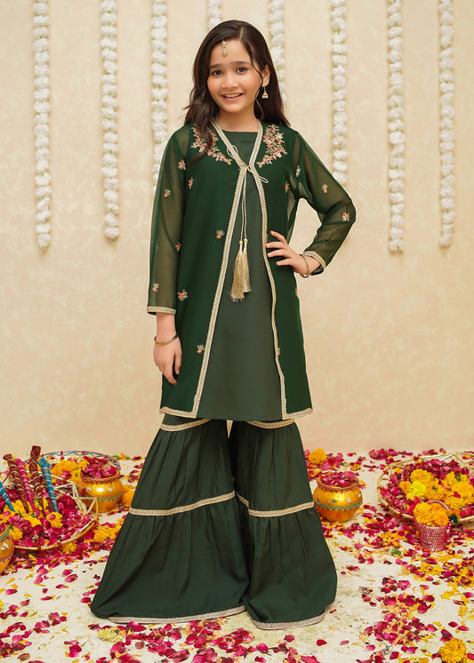 Gulzar By Modest Stitched 3 Piece Formals Collection'2025-8765-Green