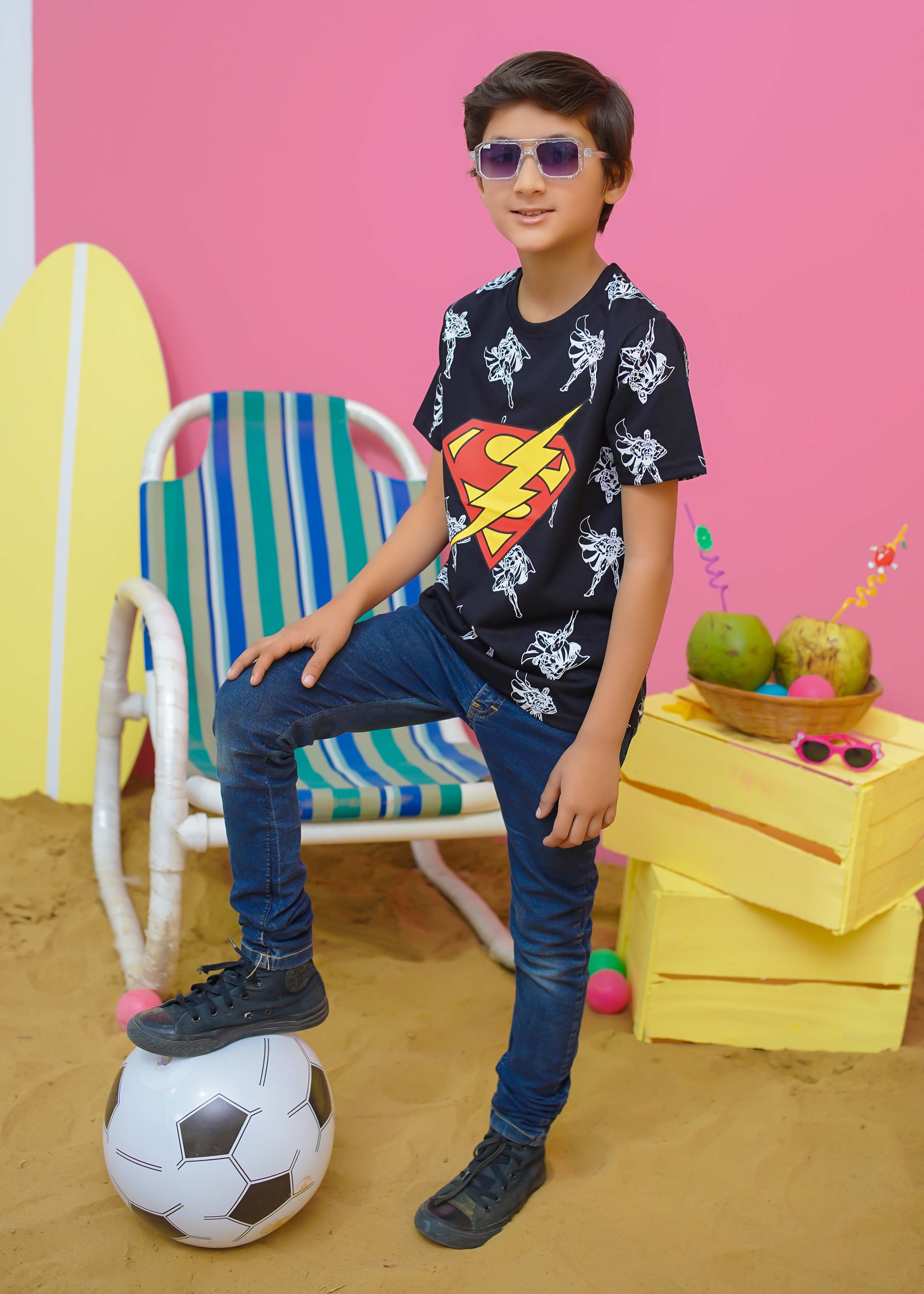 Modest Stitched Summer Kids Collection'2024-Superman Graphic Tee