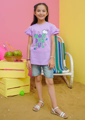 Modest Stitched Summer Kids Collection'2024-Wonderful Graphic Tee - Purple