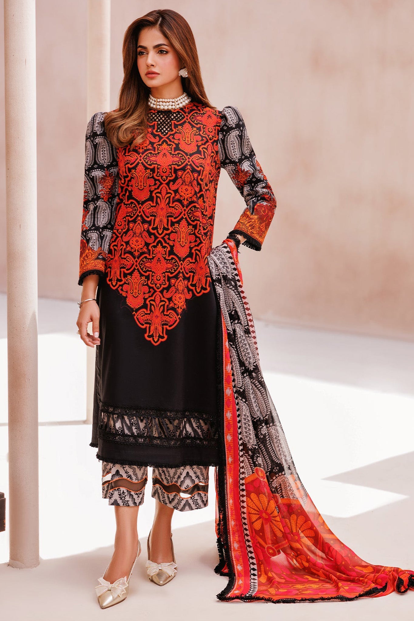 C Prints By Charizma Unstitched 3 Piece Printed Lawn Vol-07 Black Edition Collection'2024-CP4-60