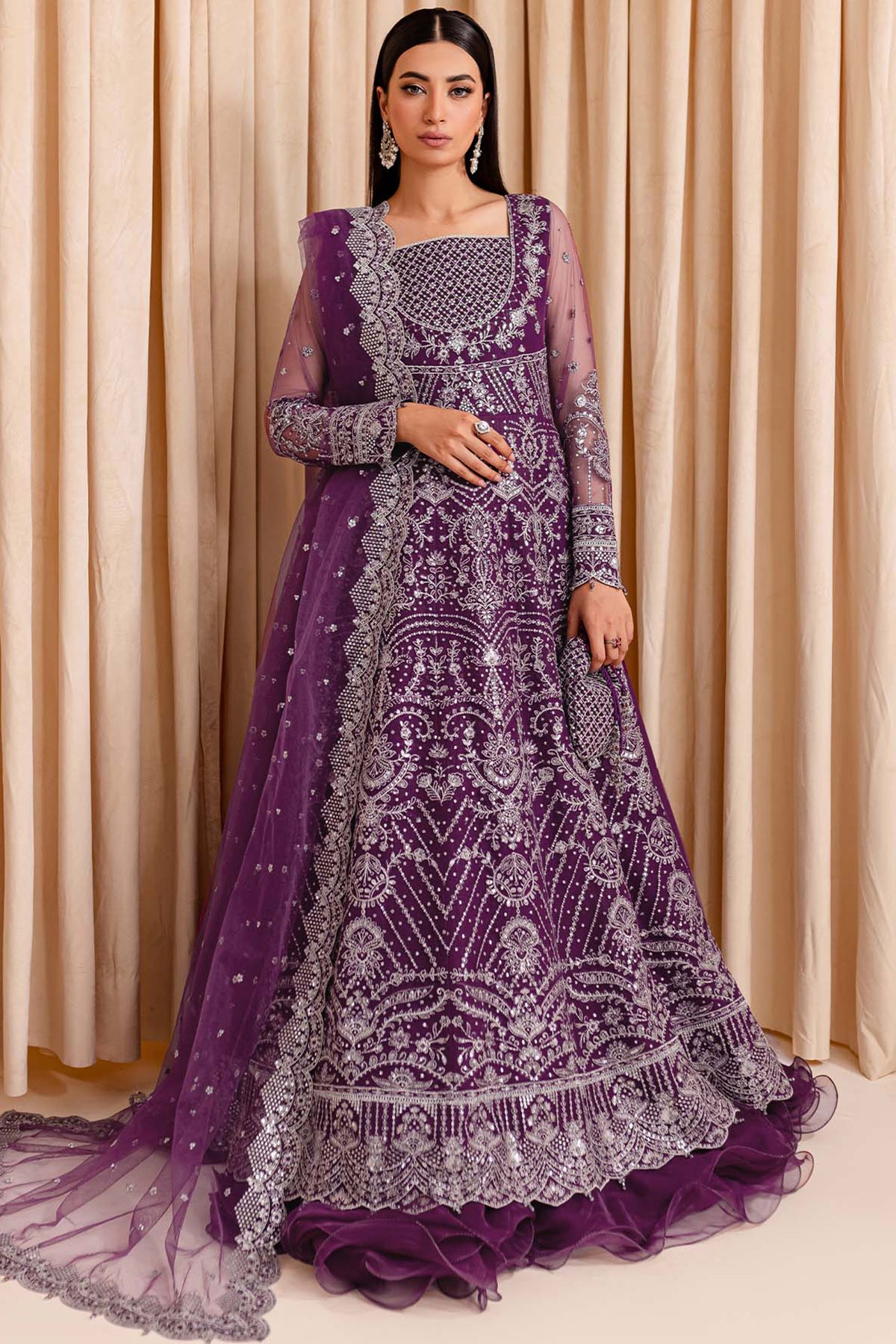 Lumiere By Farasha Unstitched 3 Piece Festive Formals Collection'2024-08-Plum Passion