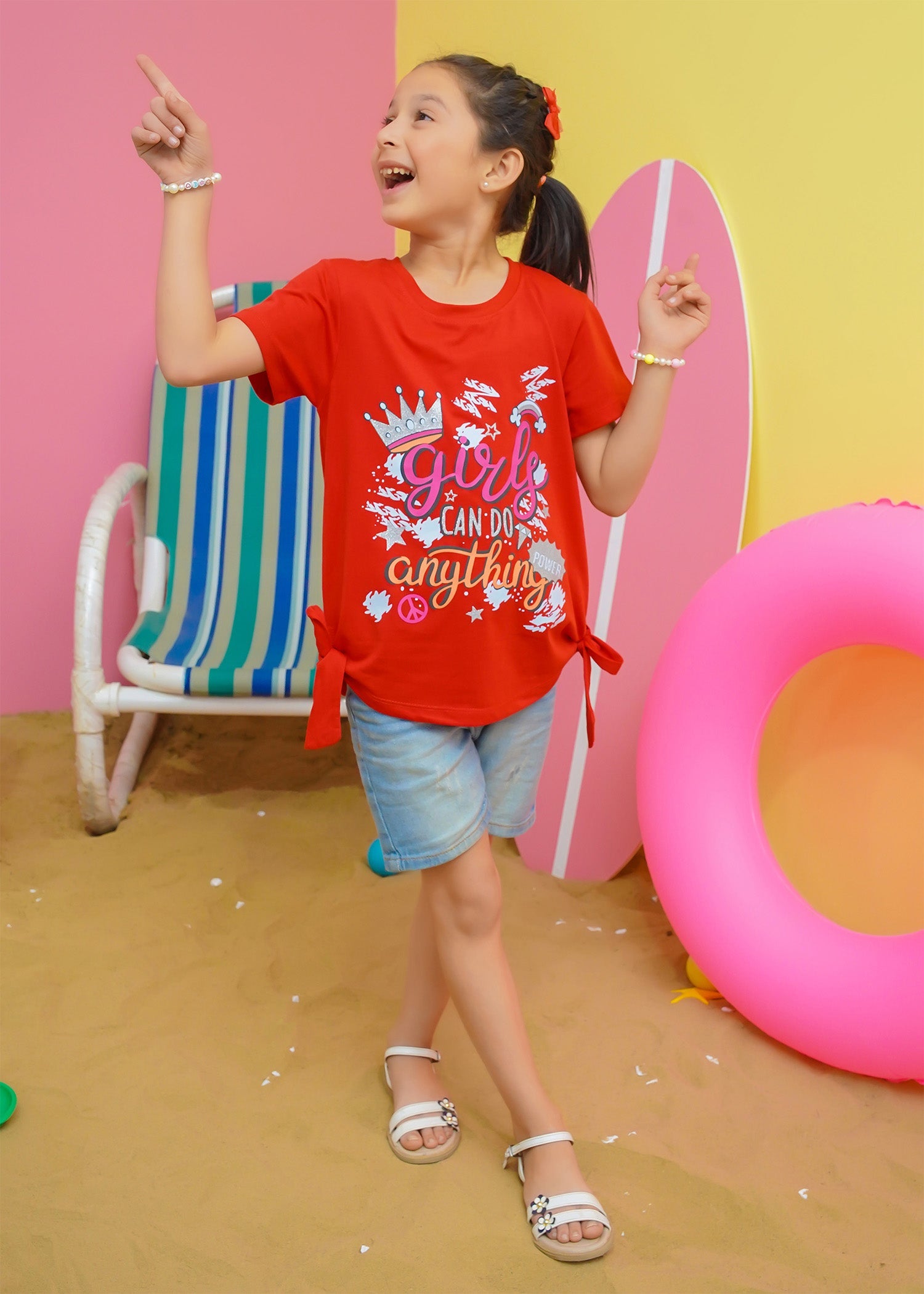 Modest Stitched Summer Kids Collection'2024-Power Graphic Tee - Red