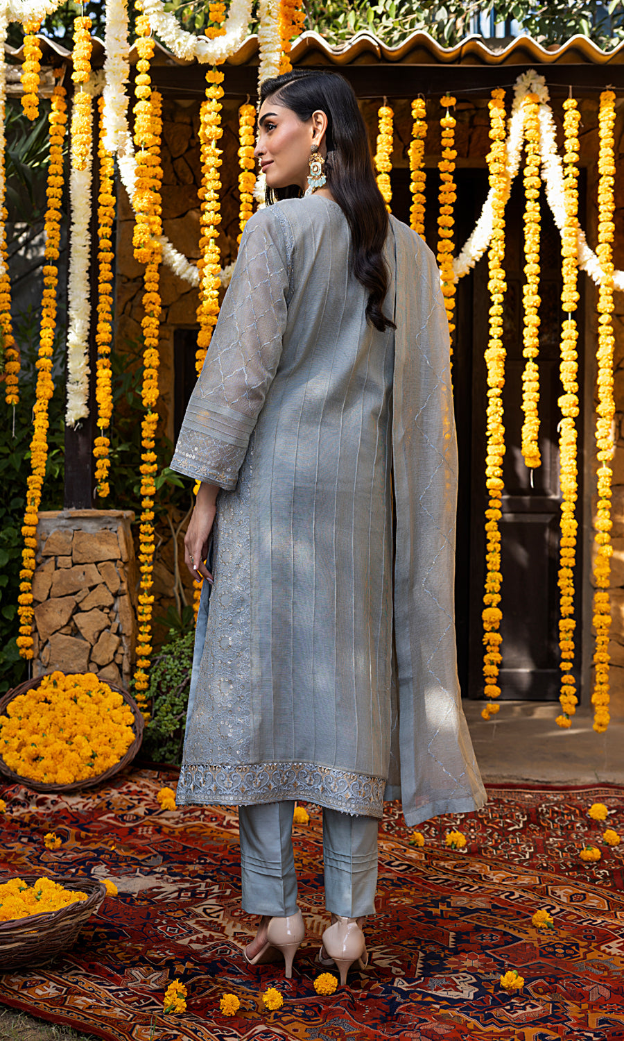 Shamooz Stitched 3 Piece Formals Collection'2025-Dusty Grey SEM-0763
