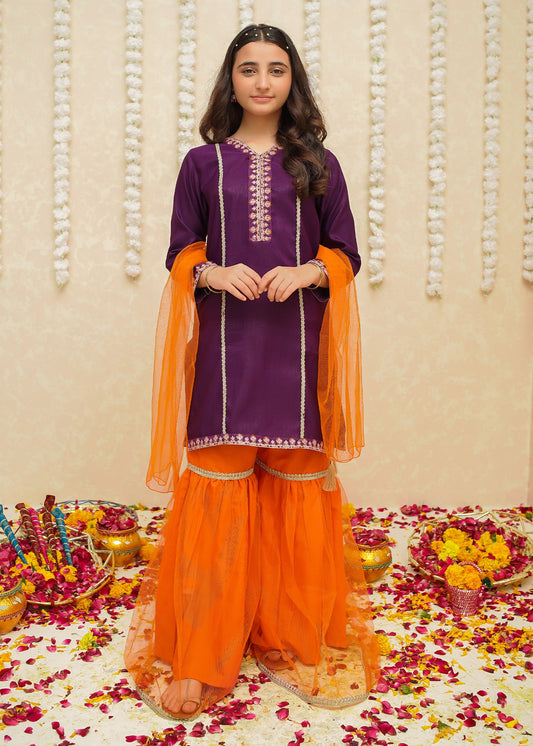 Gulzar By Modest Stitched 3 Piece Formals Collection'2025-8965-Purple