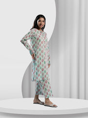 Ahlam Soft Cambric Stitched-Celeste Co-ord Set Collection'2024