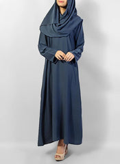 Hijab Ul Hareem Designed Blue Pull Over Georgette Abaya 0120-P
