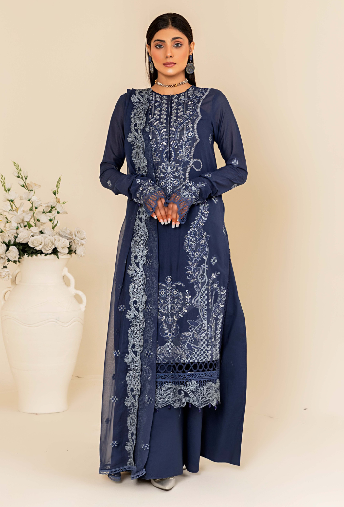 Flora By Humdum Unstitched 3 Piece Emb Lawn Collection'2024-FS-07