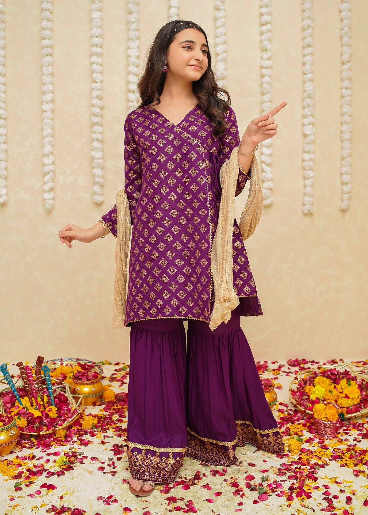 Gulzar By Modest Stitched 3 Piece Formals Collection'2025-9005-Purple