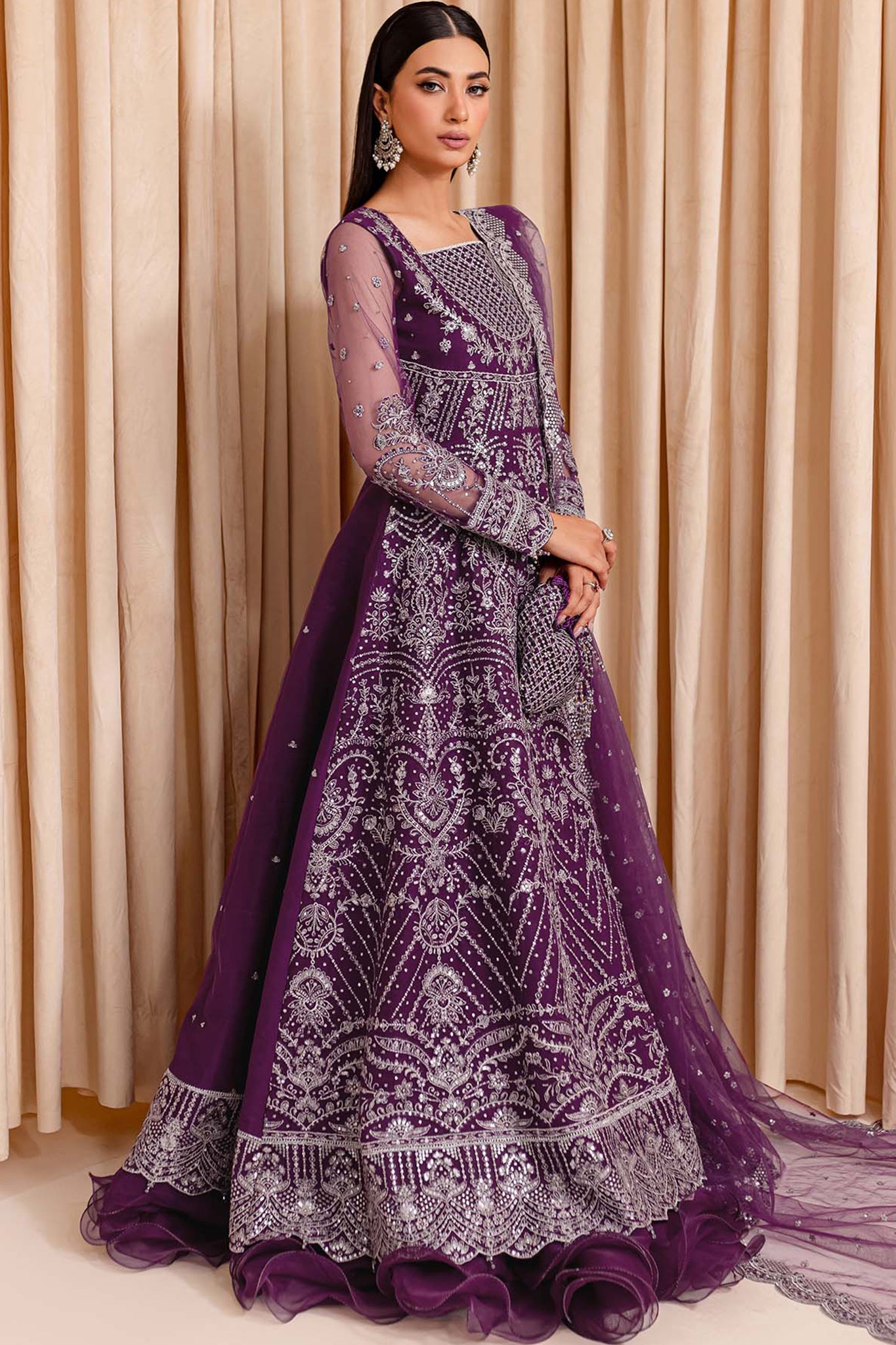 Lumiere By Farasha Unstitched 3 Piece Festive Formals Collection'2024-08-Plum Passion