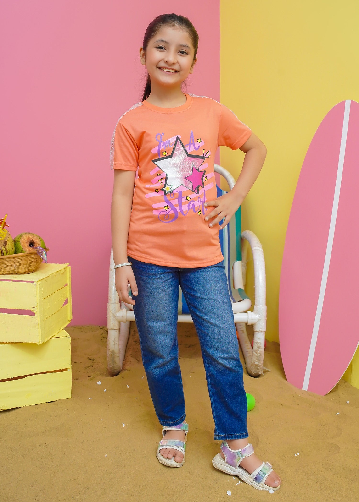 Modest Stitched Summer Kids Collection'2024-Star Graphic Tee