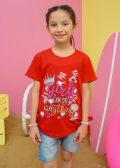 Modest Stitched Summer Kids Collection'2024-Power Graphic Tee - Red