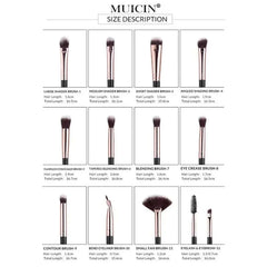 Muicin-Rose Gold & Black Eye Brush Collection - 12 Pieces