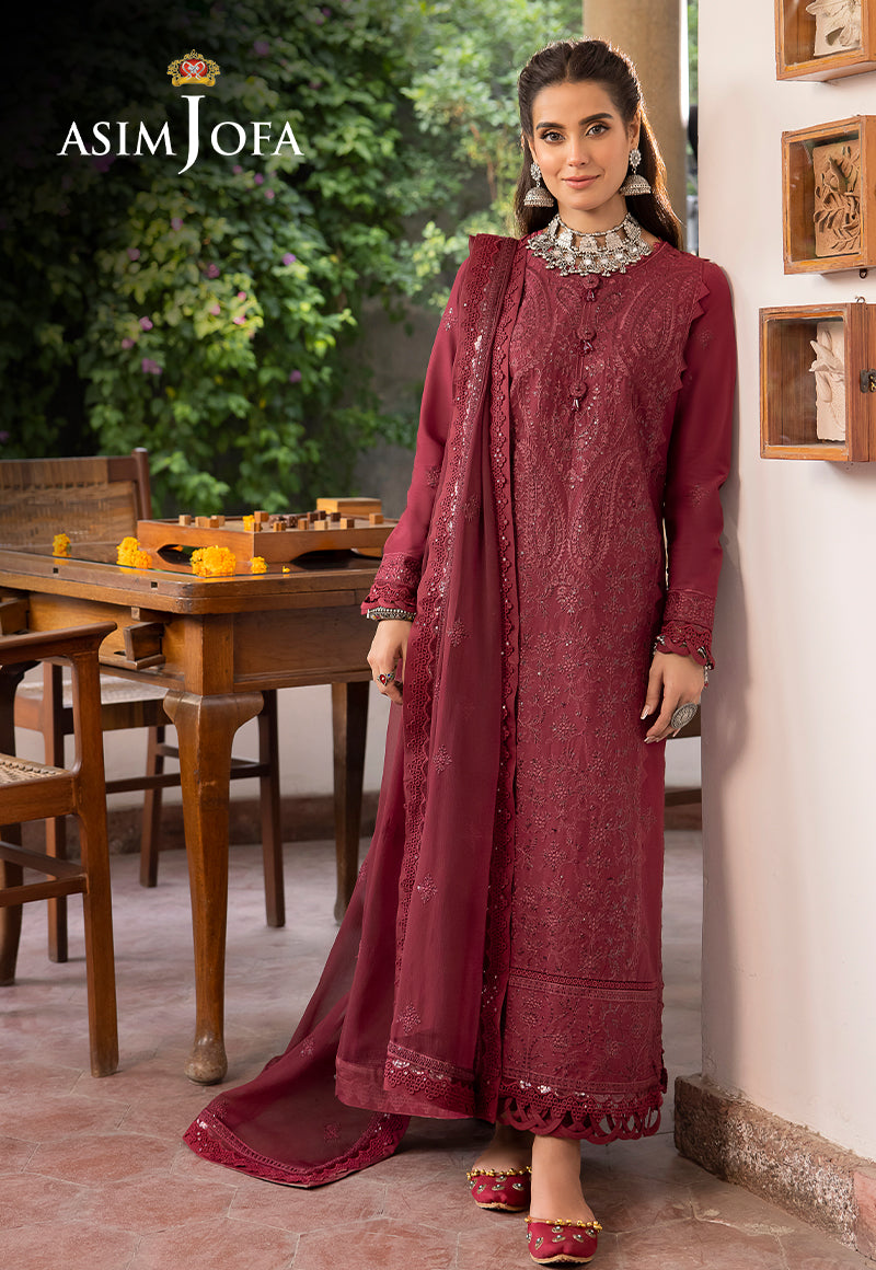 Asim Jofa Shadow Work '23 Ajsw-02 Embroidered Poly Viscose 3 Pcs