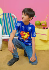 Modest Stitched Summer Kids Collection'2024-Superman Graphic Tee - Blue