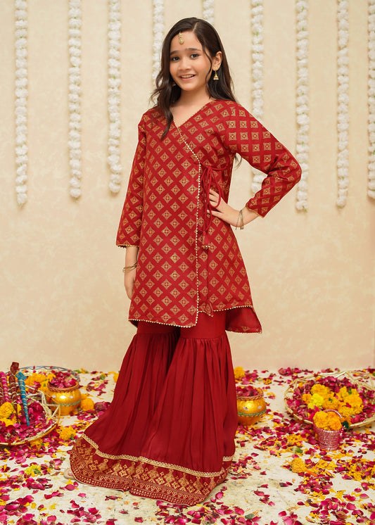 Gulzar By Modest Stitched 3 Piece Formals Collection'2025-9005-Maroon