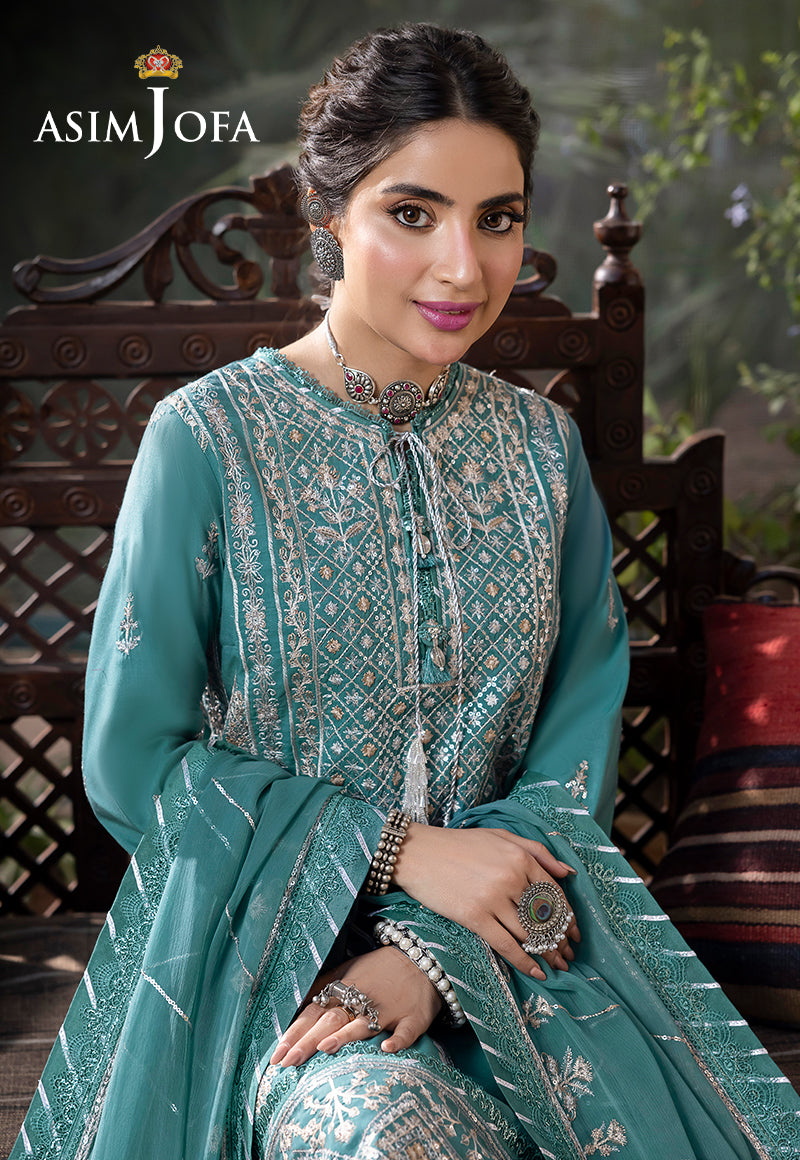 Asim Jofa Shadow Work '23 Ajsw-28 Embroidered Lawn Silk 3 Pcs