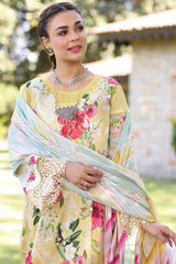 Elaf Prints Unstitched 3 Piece Printed Chikankari Lawn Collection'2024-ECK-06-A-Sunshine Bouquet