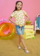 Modest Stitched Summer Kids Collection'2024-Strawberry Graphic Tee - Lime