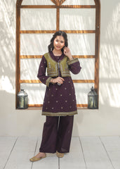 Khanak Stitched Kids-Purple Koti Style 2Pcs Suit KST 136