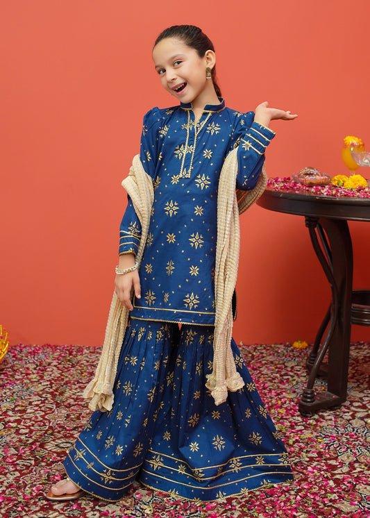 Festive Ensembles By Modest Stitched 3 Piece Printed Emb Cambric Vol-02 Collection'2024-8555