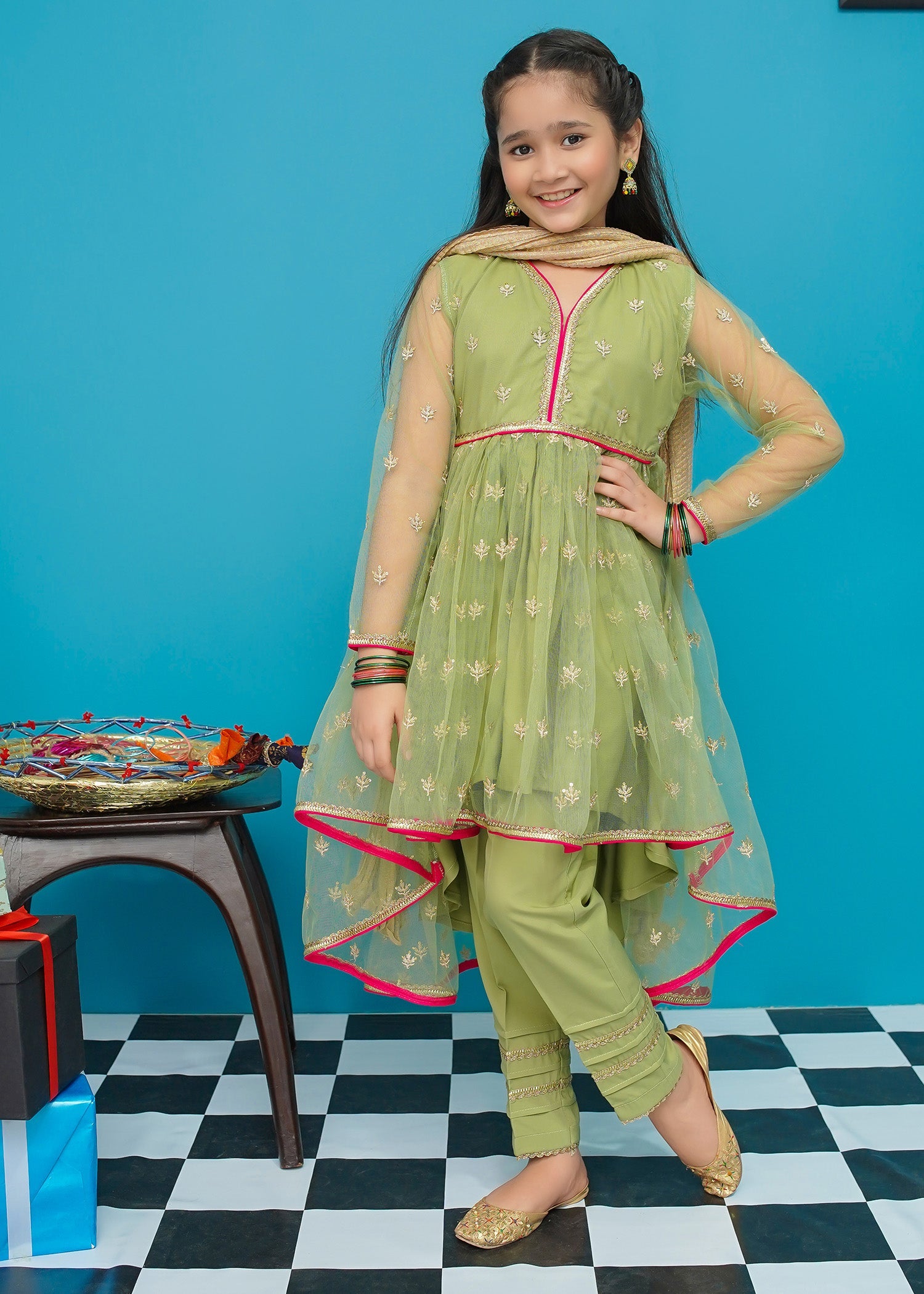 Modest Stitched 3 Piece Kids Festive Formals Edit-02 Collection'2024-Menah